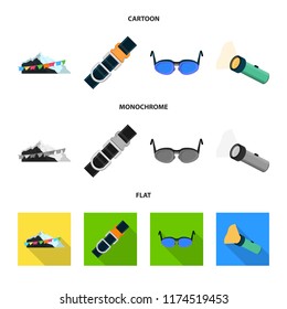 Isolated object of alpinism and peak logo. Collection of alpinism and camp stock vector illustration.