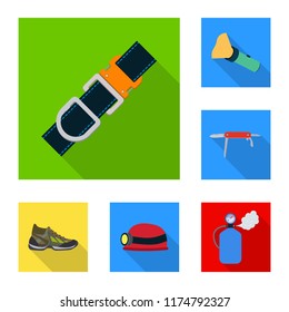 Isolated object of alpinism and peak logo. Collection of alpinism and camp stock symbol for web.