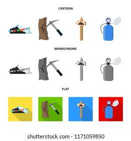 Isolated object of alpinism and peak sign. Collection of alpinism and camp stock symbol for web.