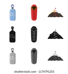 Isolated object of alpinism and peak sign. Set of alpinism and camp vector icon for stock.