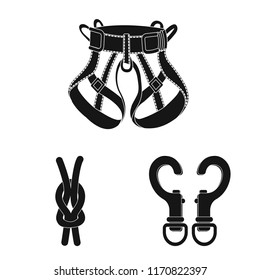 Isolated object of alpinism and peak symbol. Set of alpinism and camp vector icon for stock.