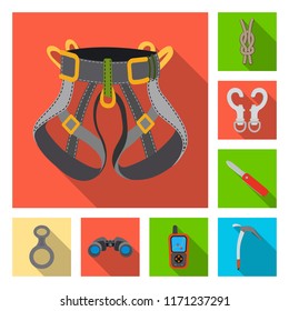 Isolated object of alpinism and peak symbol. Set of alpinism and camp stock vector illustration.