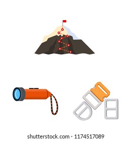 Isolated object of alpinism and peak symbol. Collection of alpinism and camp stock symbol for web.