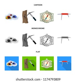 Isolated object of alpinism and peak symbol. Collection of alpinism and camp stock symbol for web.