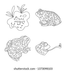 Isolated object of amphibian and animal symbol. Collection of amphibian and nature stock symbol for web.