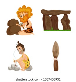 Isolated object of ancient  and age logo. Collection of ancient  and archeology stock vector illustration.