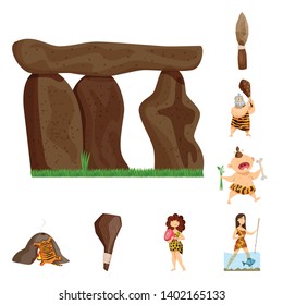 Isolated object of ancient  and age logo. Set of ancient  and archeology stock vector illustration.
