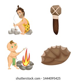 Isolated object of ancient and age sign. Set of ancient and archeology vector icon for stock.