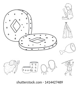 Isolated object of ancient and primitive sign. Set of ancient and era stock symbol for web.