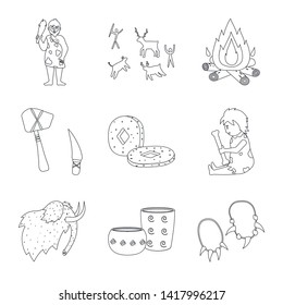 Isolated object of ancient and primitive symbol. Set of ancient and era vector icon for stock.