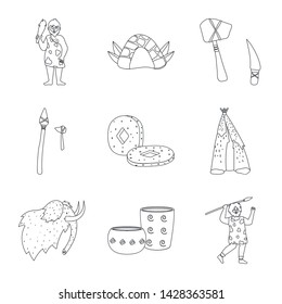 Isolated object of ancient and primitive symbol. Collection of ancient and era vector icon for stock.