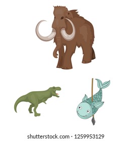 Isolated object of animal and character icon. Set of animal and ancient  stock vector illustration.