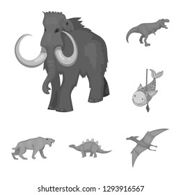 Isolated object of animal and character icon. Collection of animal and ancient  stock symbol for web.