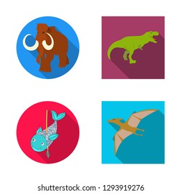 Isolated object of animal and character icon. Collection of animal and ancient  stock vector illustration.