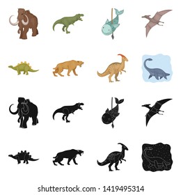 Isolated object of animal and character icon. Set of animal and ancient  vector icon for stock.