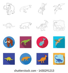 Isolated object of animal and character icon. Set of animal and ancient stock vector illustration.