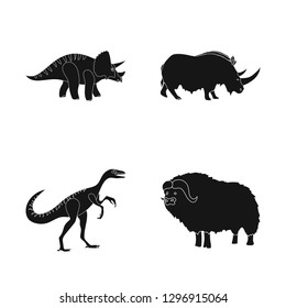 Isolated object of animal and character logo. Set of animal and ancient  stock symbol for web.