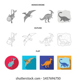 Isolated object of animal and character sign. Set of animal and ancient stock vector illustration.