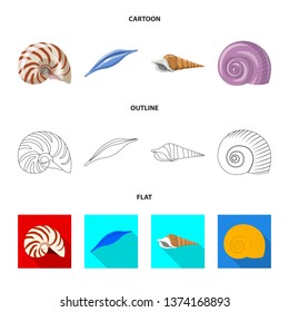 Isolated object of animal and decoration icon. Set of animal and ocean stock vector illustration.