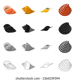 Isolated object of animal and decoration logo. Set of animal and ocean stock symbol for web.