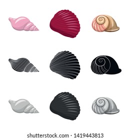 Isolated object of animal and decoration logo. Set of animal and ocean stock vector illustration.