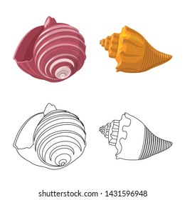 Isolated object of animal and decoration logo. Set of animal and ocean vector icon for stock.