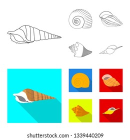 Isolated object of animal and decoration symbol. Set of animal and ocean stock vector illustration.