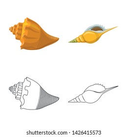 Isolated object of animal and decoration symbol. Collection of animal and ocean stock vector illustration.