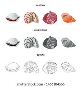 Isolated object of animal and decoration symbol. Collection of animal and ocean stock vector illustration.