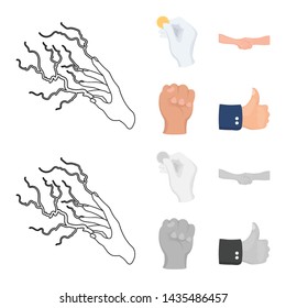 Isolated object of animated and thumb sign. Set of animated and gesture stock vector illustration.