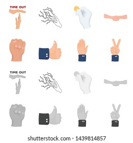 Isolated object of animated and thumb sign. Set of animated and gesture stock vector illustration.