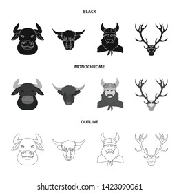 Isolated object of antler and animal icon. Collection of antler and death vector icon for stock.