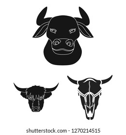 Isolated object of antler and animal sign. Set of antler and death vector icon for stock.