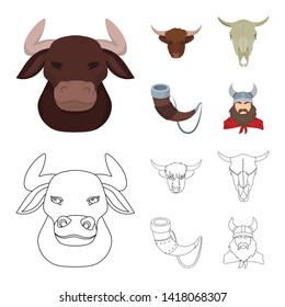 Isolated object of antler and animal symbol. Collection of antler and death stock symbol for web.