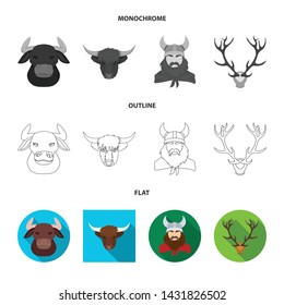 Isolated object of antler and animal symbol. Set of antler and death vector icon for stock.