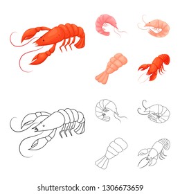 Isolated object of appetizer and ocean icon. Set of appetizer and delicacy stock symbol for web.
