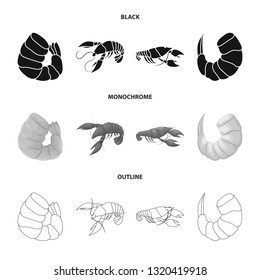 Isolated object of appetizer and ocean icon. Collection of appetizer and delicacy vector icon for stock.