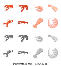 Isolated object of appetizer and ocean icon. Set of appetizer and delicacy stock vector illustration.