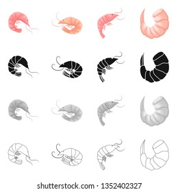 Isolated object of appetizer and ocean icon. Set of appetizer and delicacy vector icon for stock.