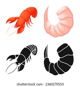 Isolated object of appetizer and ocean icon. Collection of appetizer and delicacy stock symbol for web.