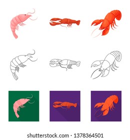 Isolated object of appetizer and ocean icon. Collection of appetizer and delicacy vector icon for stock.