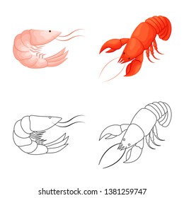 Isolated object of appetizer and ocean icon. Set of appetizer and delicacy stock symbol for web.