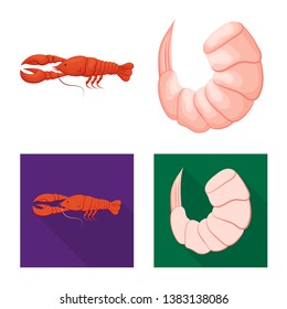 Isolated object of appetizer and ocean icon. Collection of appetizer and delicacy stock vector illustration.