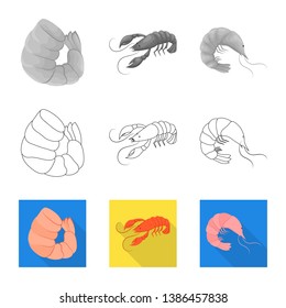 Isolated object of appetizer and ocean icon. Collection of appetizer and delicacy stock vector illustration.