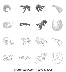 Isolated object of appetizer and ocean icon. Collection of appetizer and delicacy stock vector illustration.