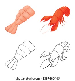 Isolated object  appetizer and ocean icon. Collection  appetizer and delicacy stock vector illustration.