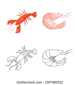 Isolated object  appetizer and ocean icon. Set  appetizer and delicacy stock vector illustration.