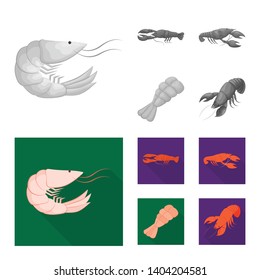 Isolated object of appetizer and ocean icon. Collection of appetizer and delicacy stock symbol for web.