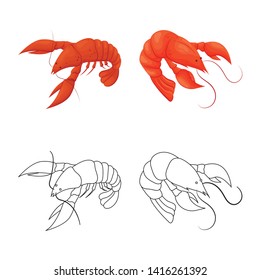 Isolated object of appetizer and ocean icon. Set of appetizer and delicacy stock symbol for web.