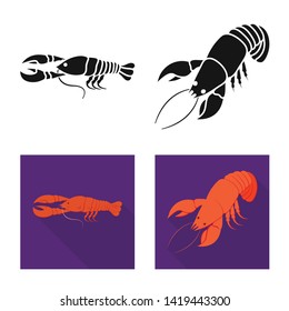 Isolated object of appetizer and ocean icon. Collection of appetizer and delicacy stock vector illustration.